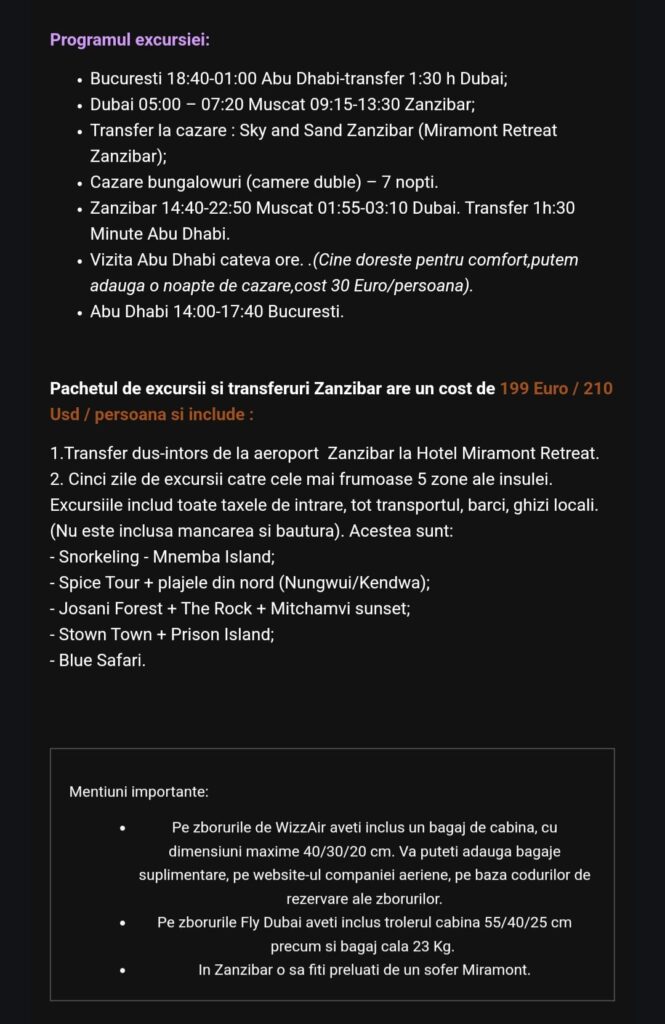 oferta zanzibar miramont